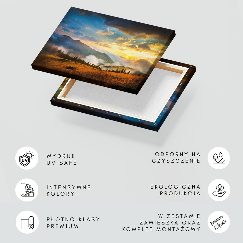 Obraz na płótnie - krajobraz, góry, zachód słońca