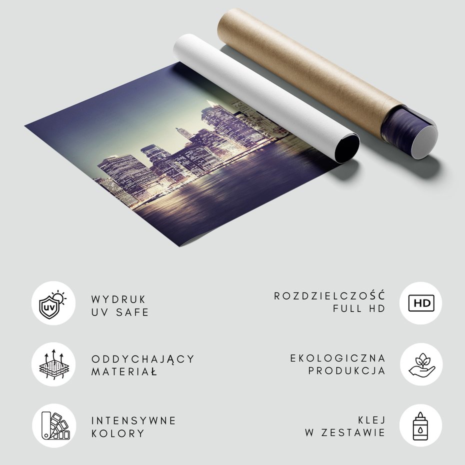 Fototapeta - miasto, noc, woda