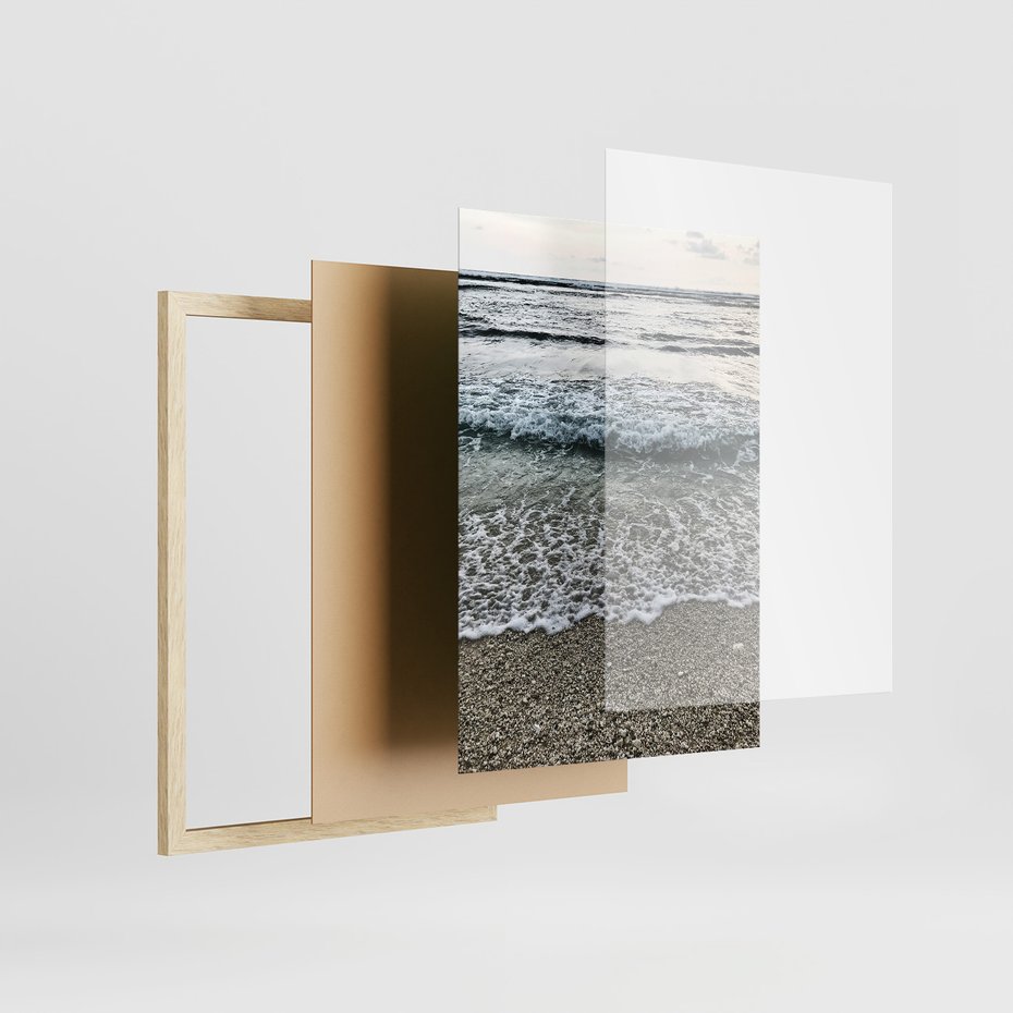 Zestaw obrazy w ramie, plakaty - morze, woda, plaża - rama drewno