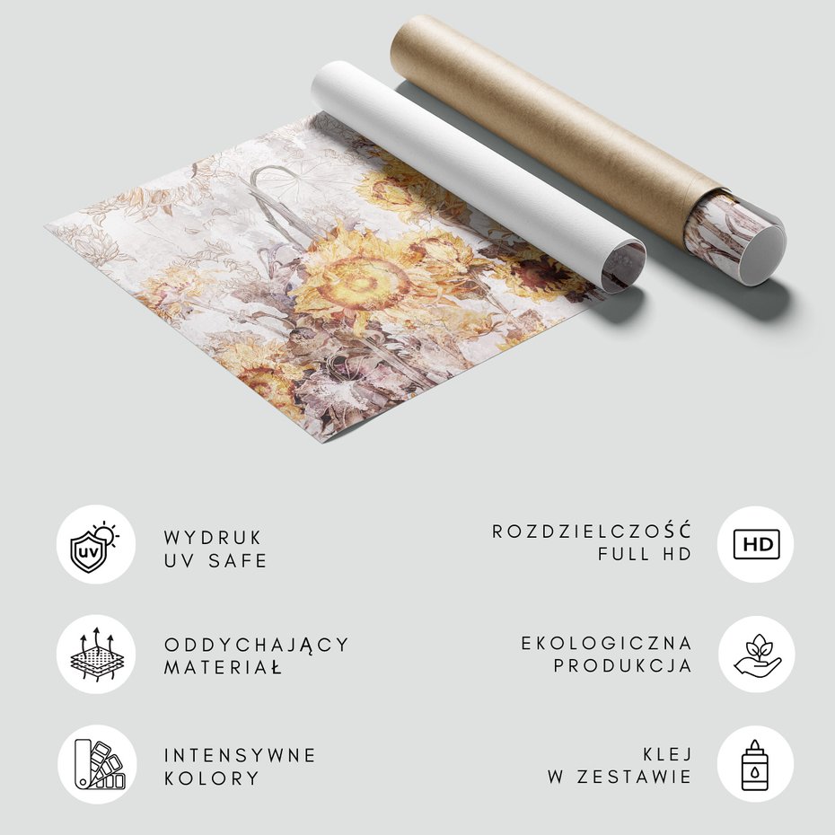 Fototapeta - beton, kwiaty, słoneczniki