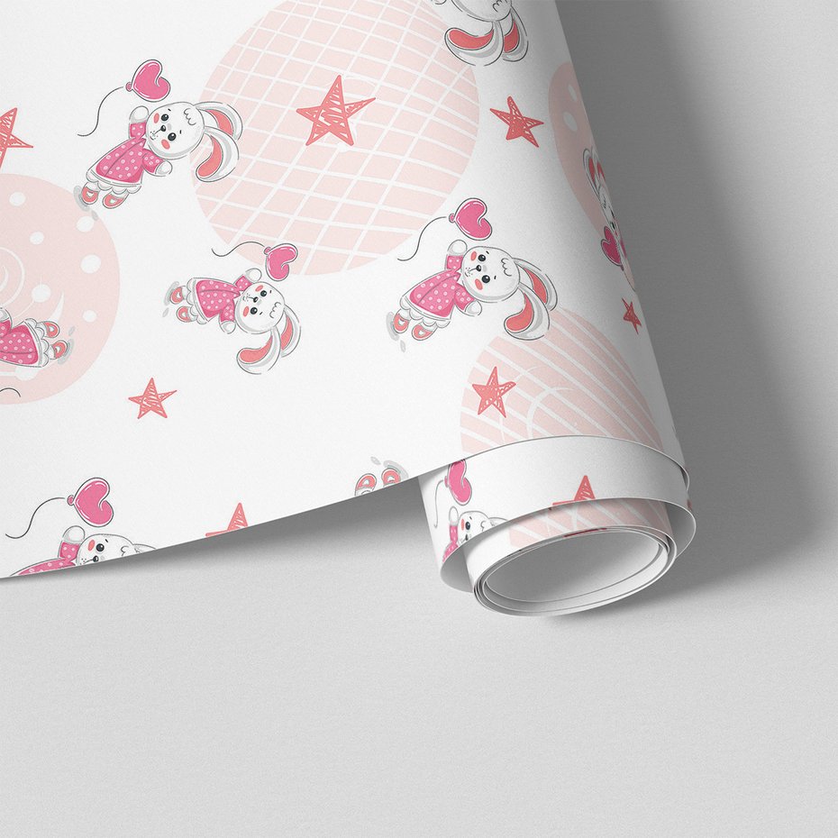 Tapeta - dziecięca, królik, gwiazda,