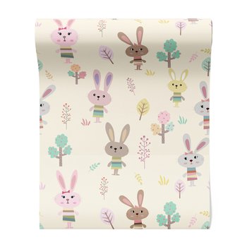 Tapeta - dziecięca, królik, drzewo, liść