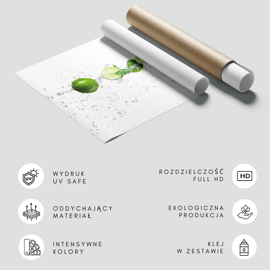 Fototapeta - limonki, woda, świeżość