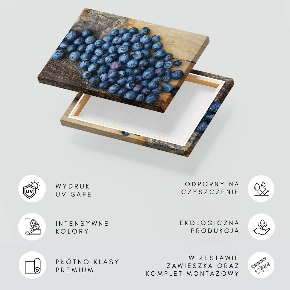 Obraz na płótnie - jagody, owoce, drewno