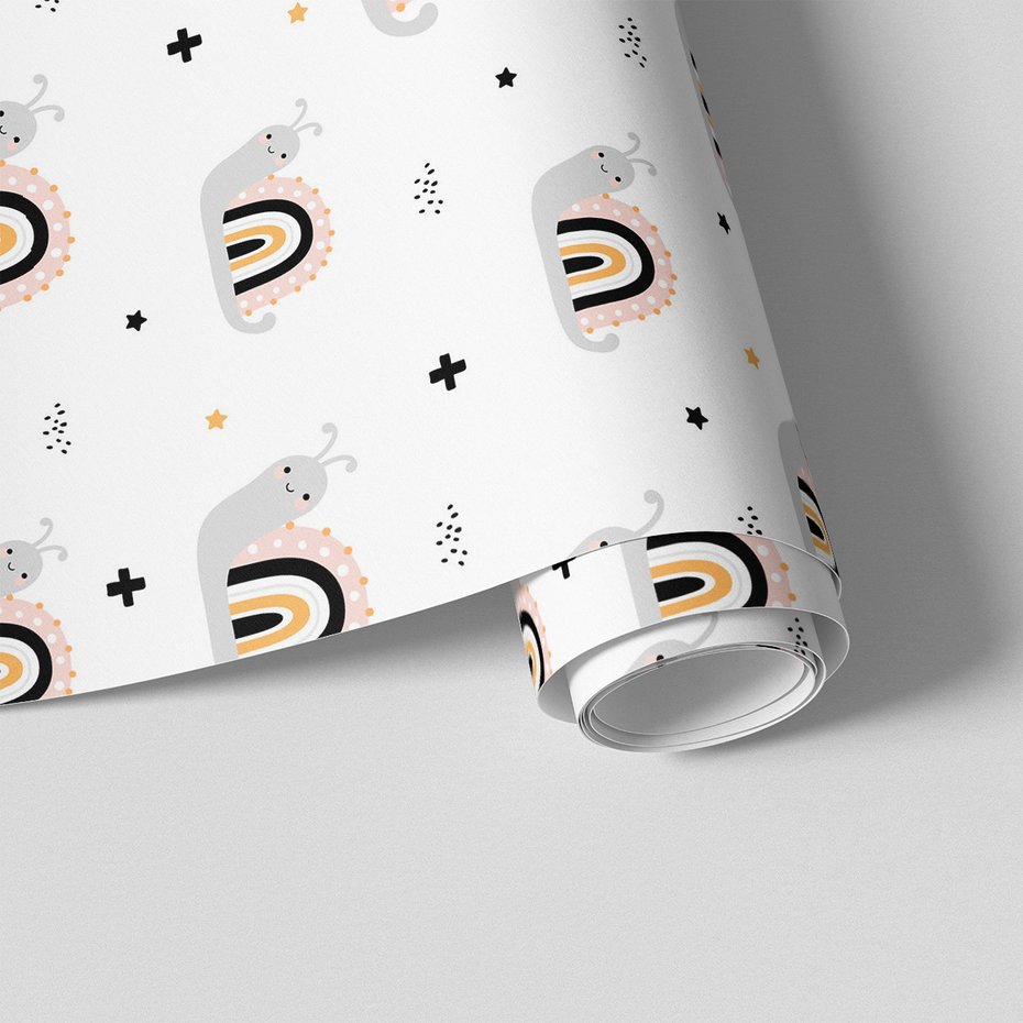 Tapeta - dziecięca, ślimaki, tęcza, gwiazdy