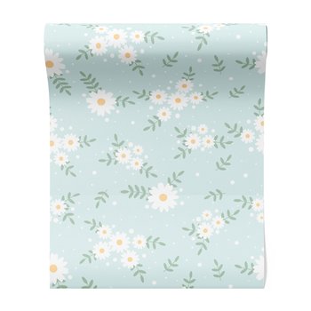 Tapeta - kwiaty, liście, kropki