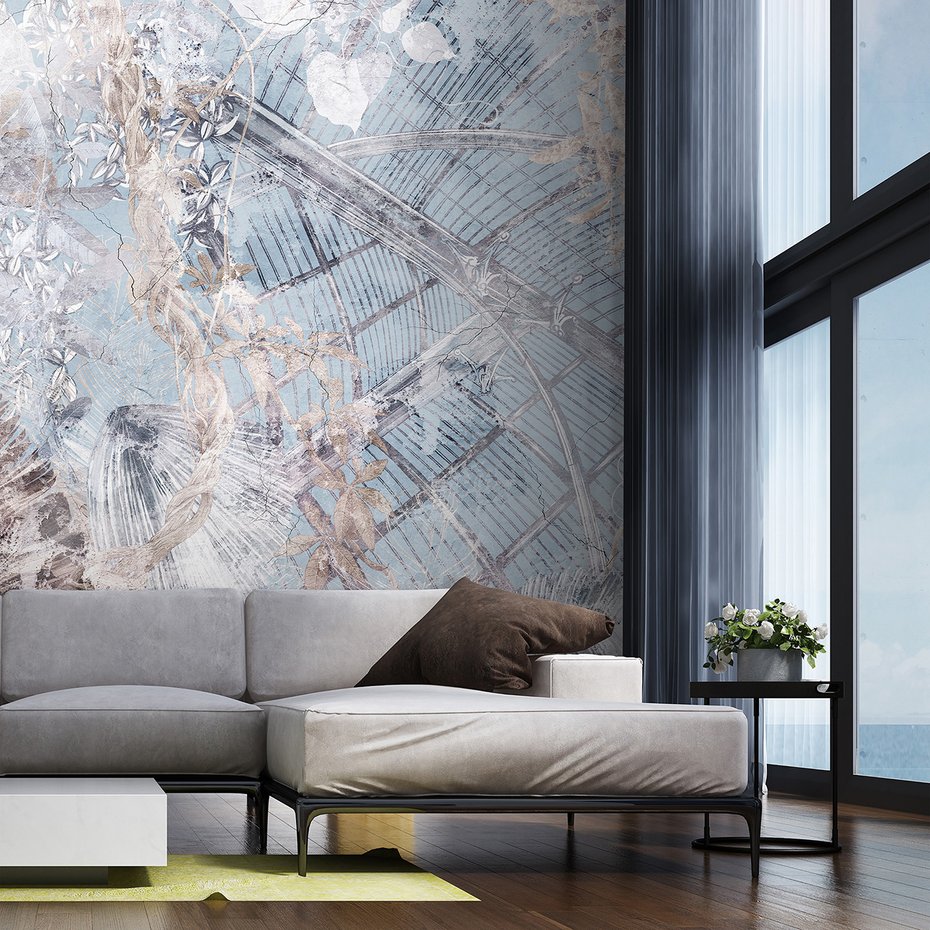 Fototapeta - loft, kwiaty, mural