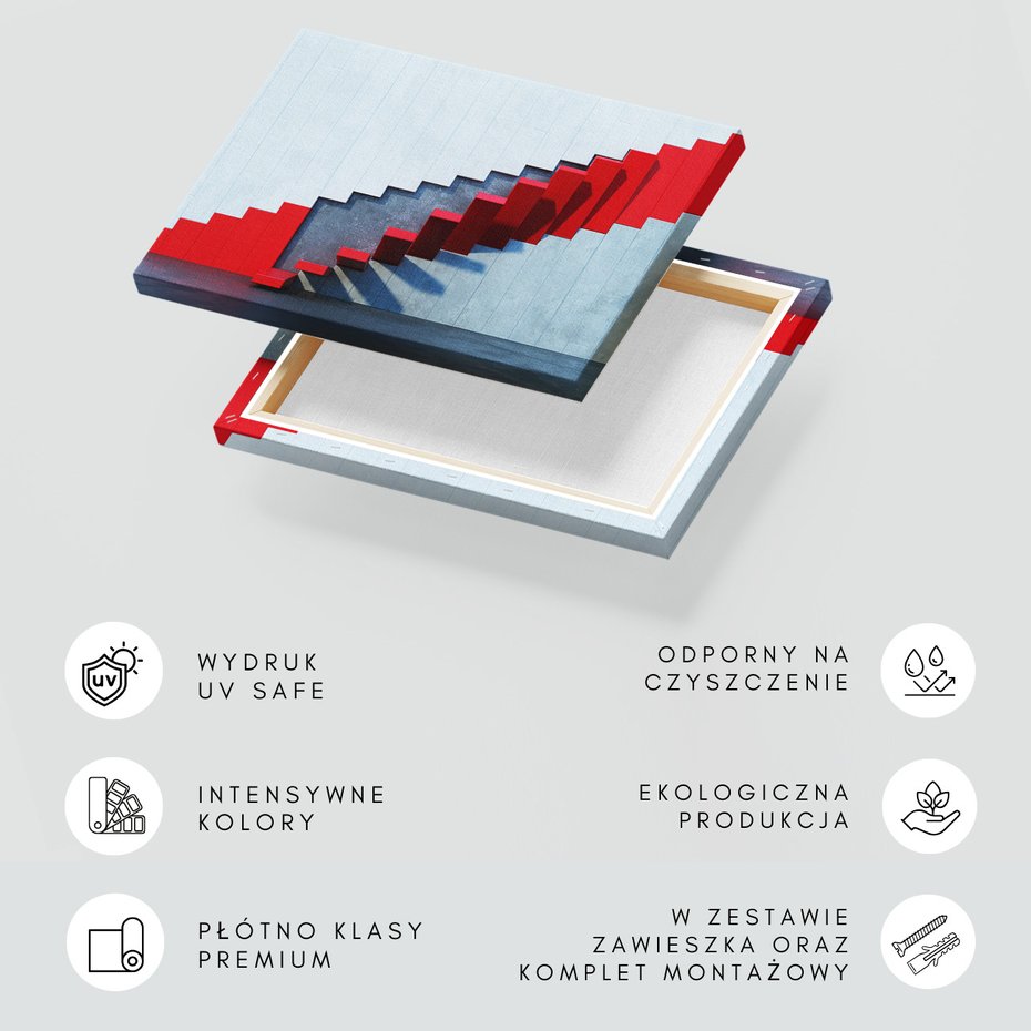 Obraz na płótnie - schody, czerwony, abstrakcja