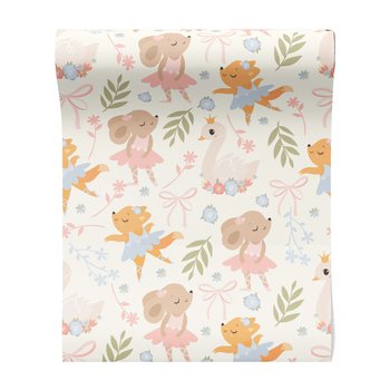 Tapeta - dziecięca, baletnica, zwierzęta, tło