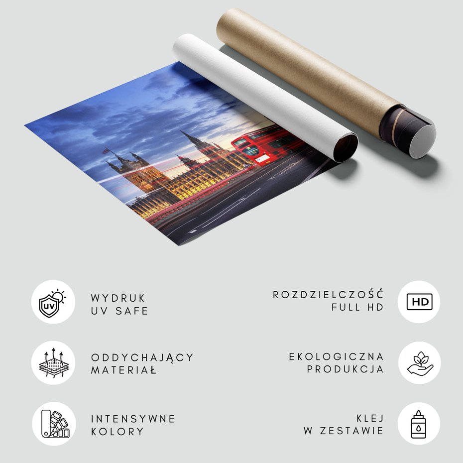 Fototapeta - Londyn, autobus, Big Ben