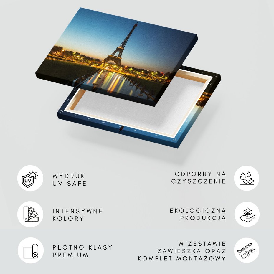 Obraz na płótnie - wieża Eiffla, Paryż, noc