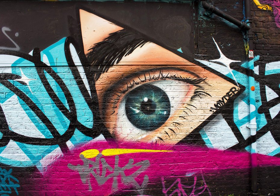 Fototapeta - graffiti, oko, ściana