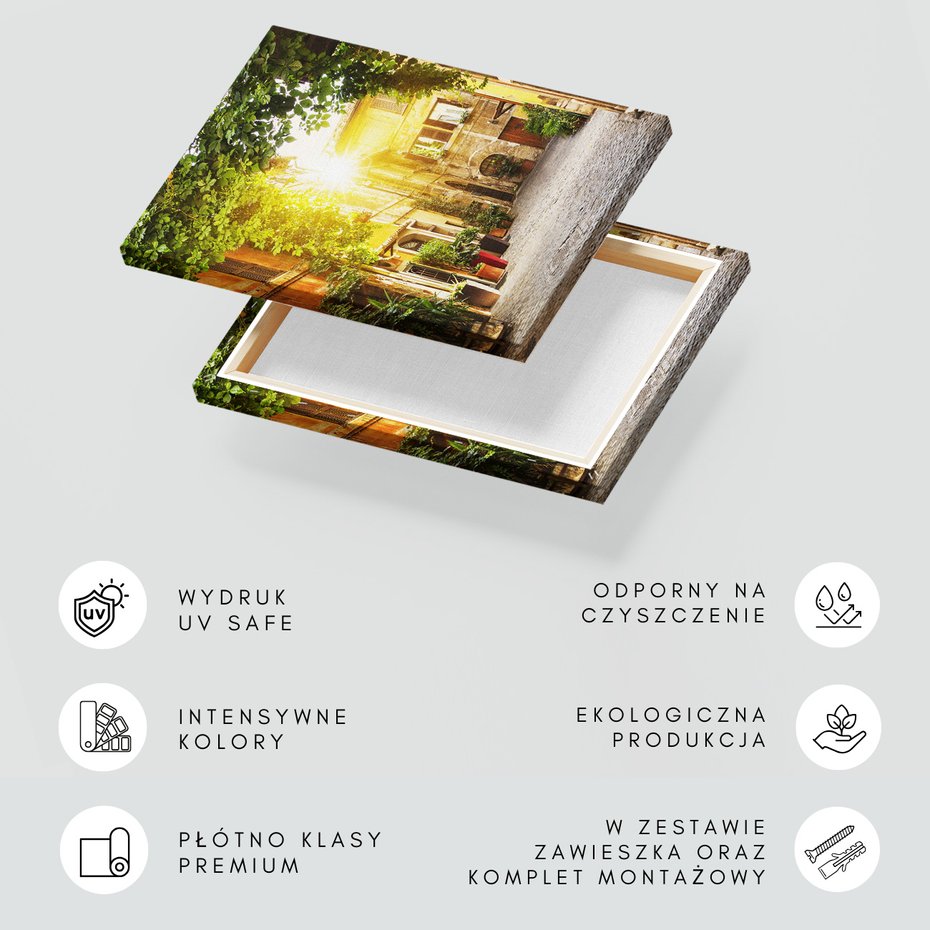 Obraz na płótnie - uliczka, budynki, słońce