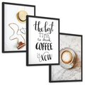 Zestaw obrazy w ramie, plakaty - vintage, kawa, tekst - rama czarna