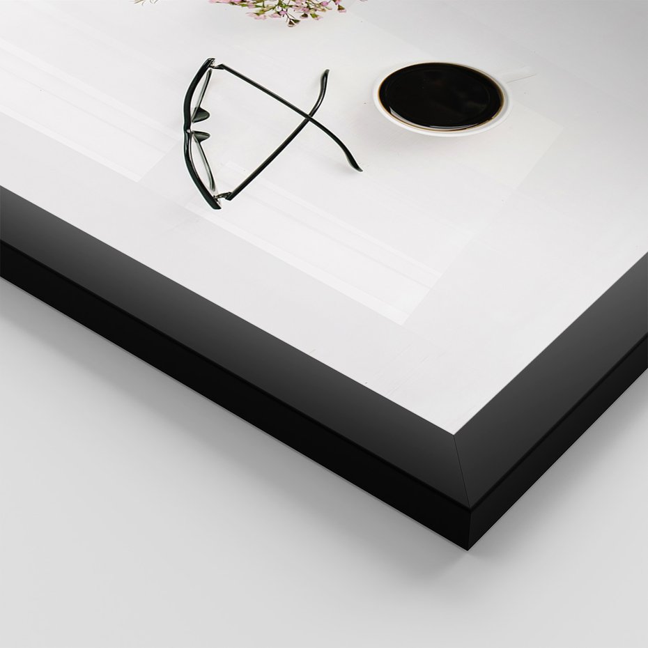 Zestaw obrazy w ramie, plakaty - kwiaty, kawa, okulary - rama czarna