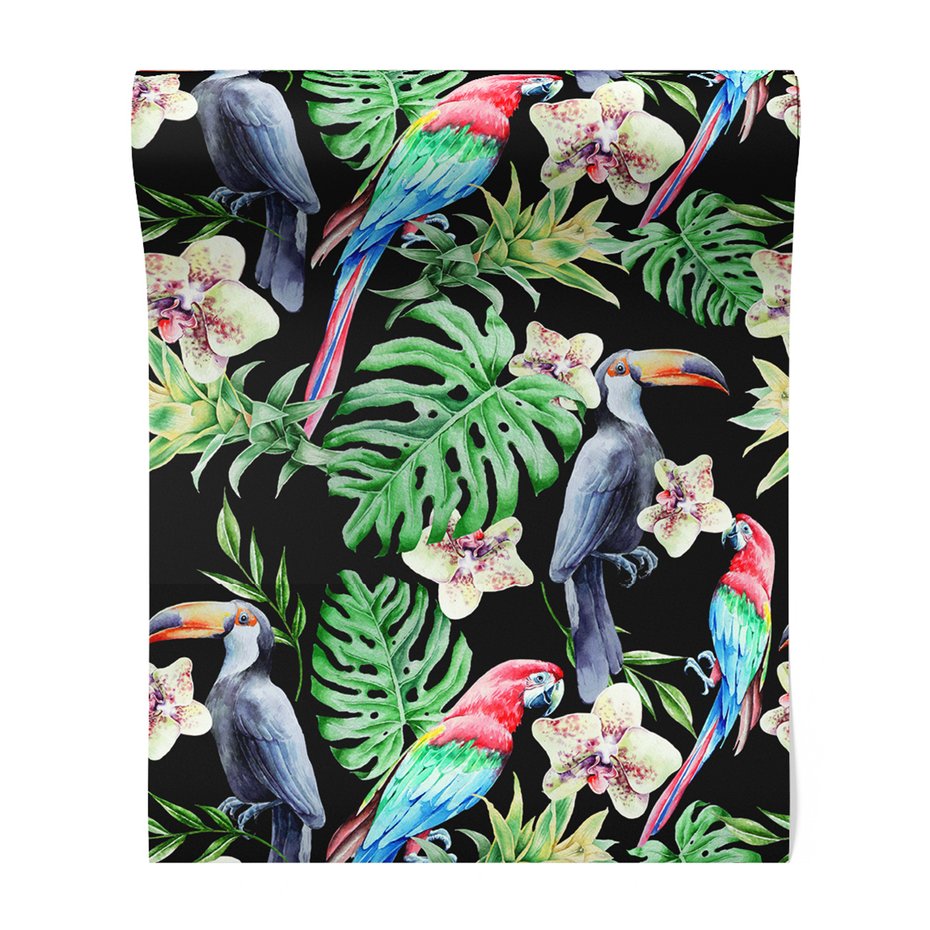 Tapeta - tukany, papugi, orchidee