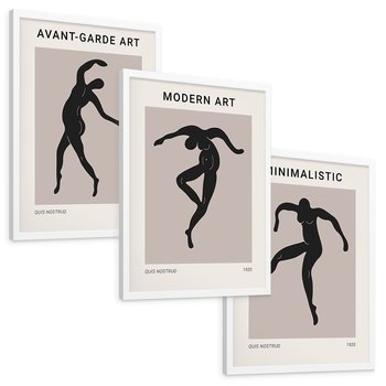 Zestaw obrazy w ramie, plakaty - sztuka, postać, taniec - rama biała