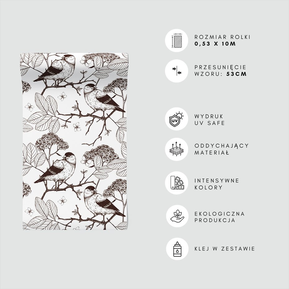 Tapeta - ptaki, gałąź, kwiaty