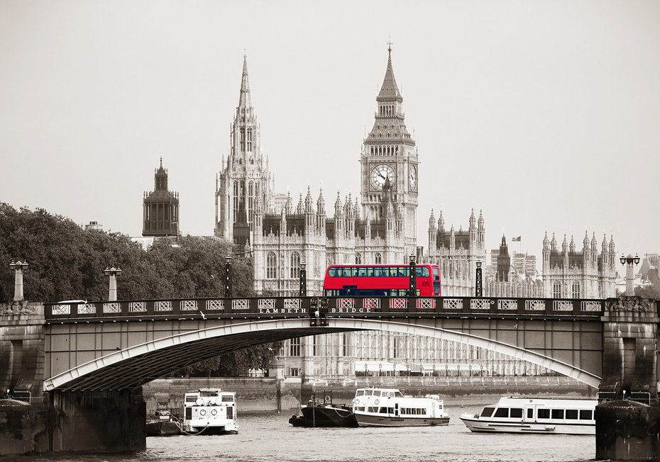 Fototapeta - Londyn, most, autobus