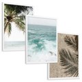 Zestaw obrazy w ramie, plakaty - palma, morze, cień - rama biała