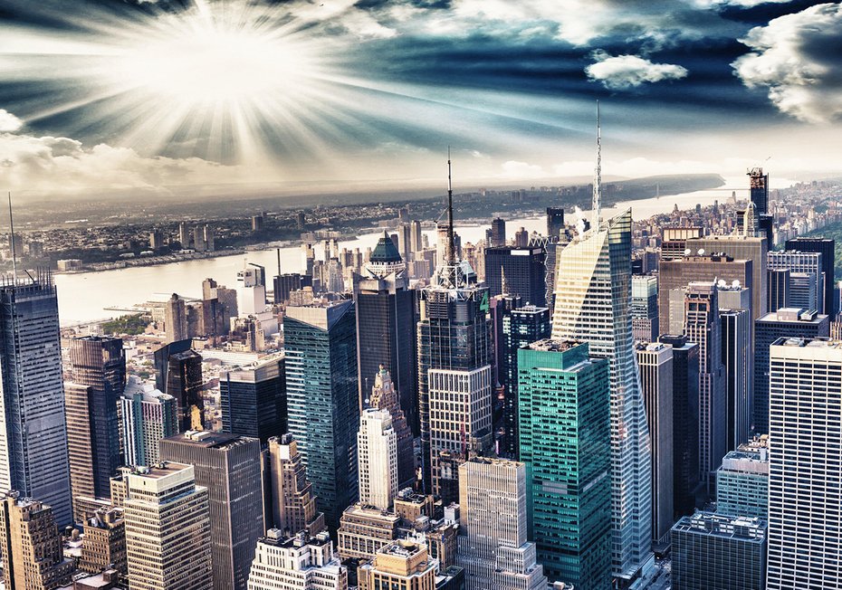 Fototapeta - miasto, drapacze chmur, niebo