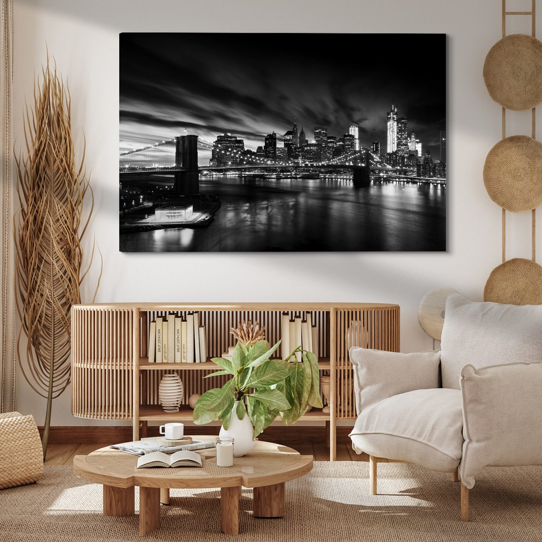 Obraz na płótnie - miasto, most, noc