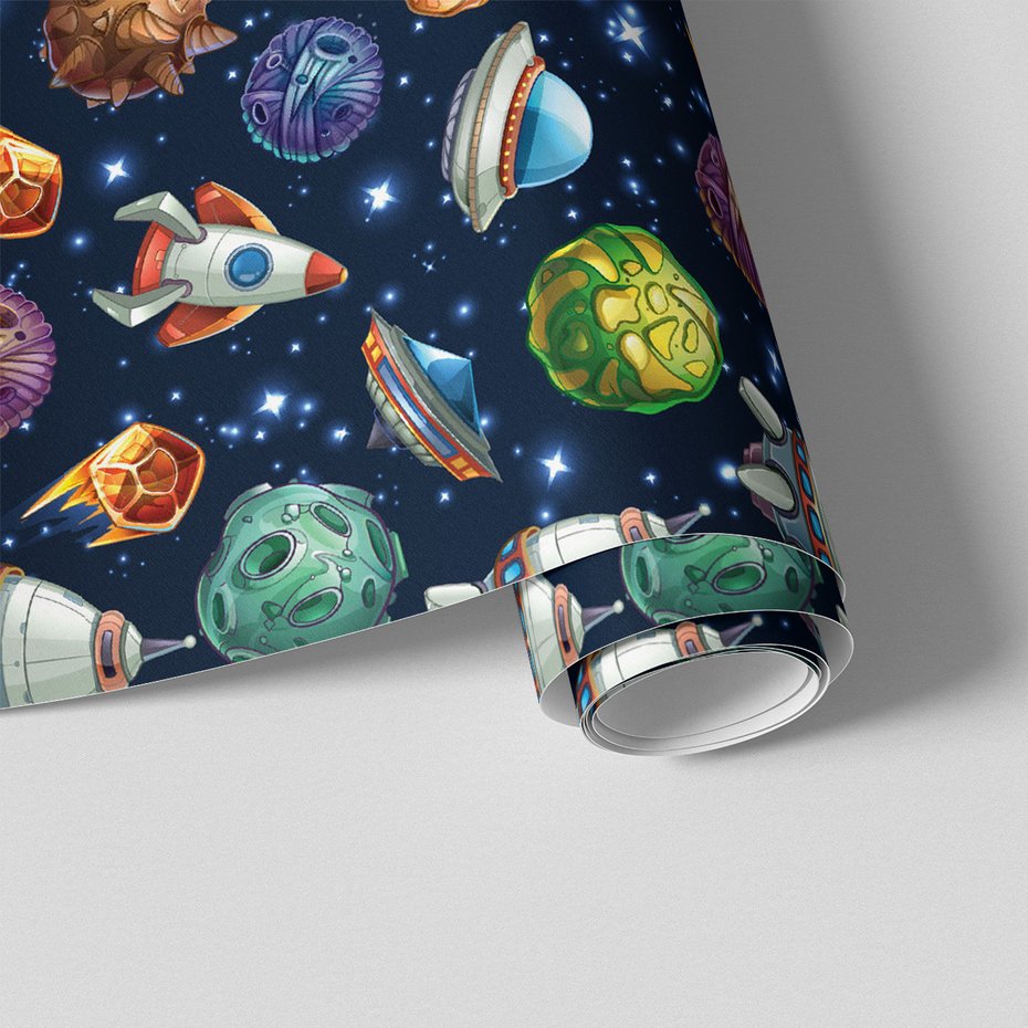 Tapeta - dziecięca, kosmos, planeta, statek