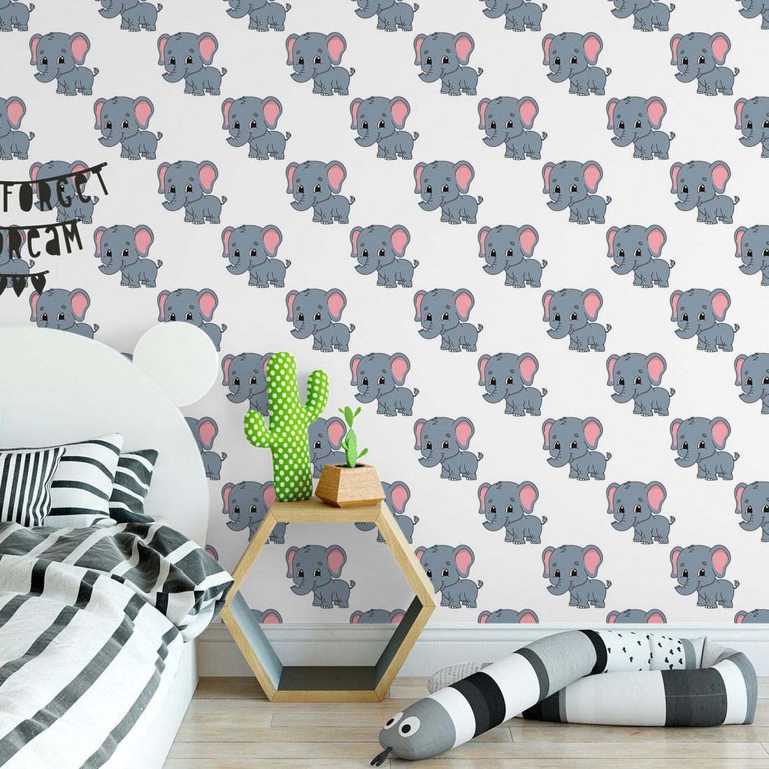 Tapeta - dziecięca, słoń, ilustracja,