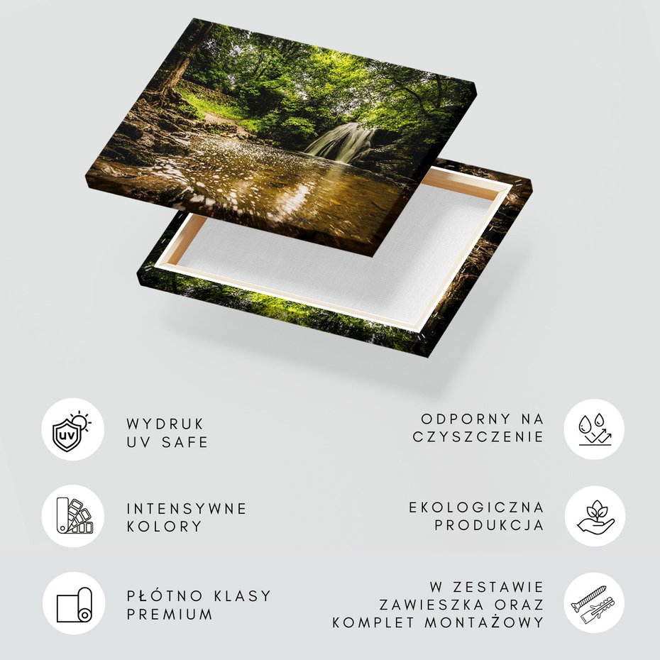Obraz na płótnie - wodospad, las, woda