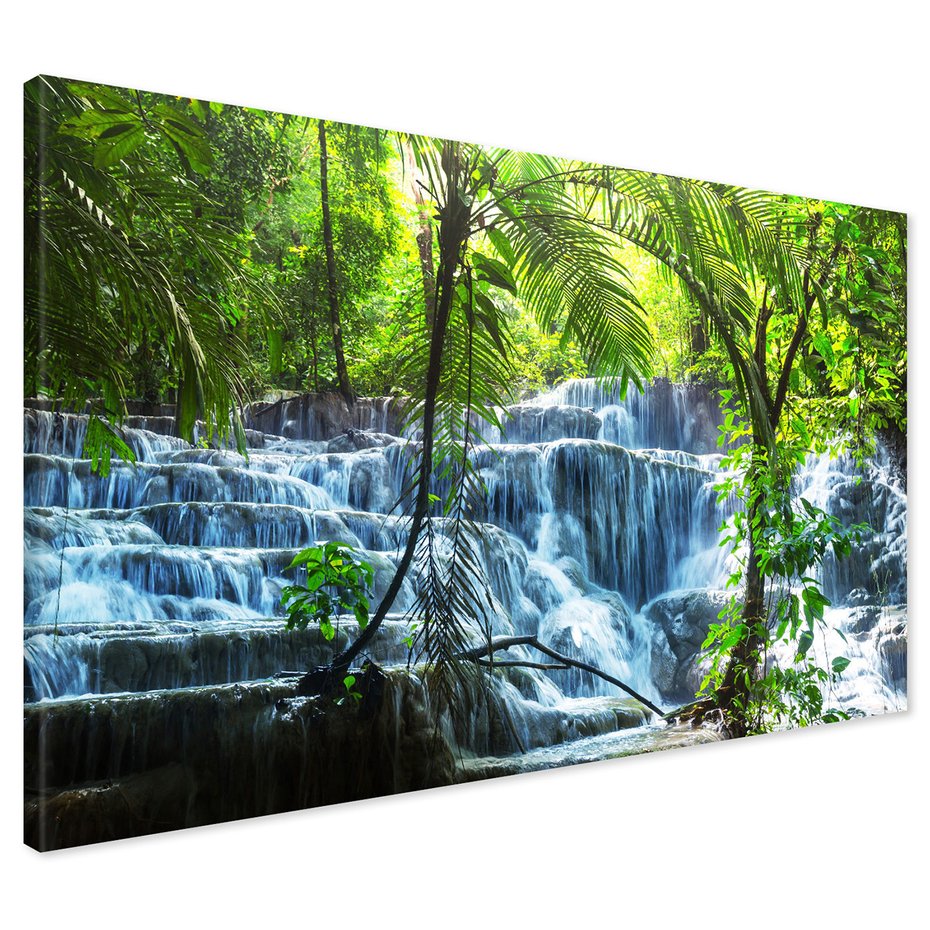 Obraz na płótnie - wodospad, las, tropikalny