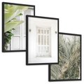Zestaw obrazy w ramie, plakaty - liście, okno, ściana - rama czarna