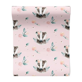 Tapeta - borsuk, kwiaty, liście