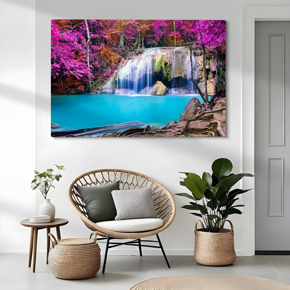 Obraz na płótnie - wodospad, las, natura