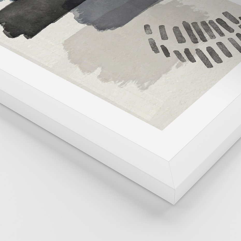 Zestaw obrazy w ramie, plakaty - abstrakcja, kształty, geometria - rama biała