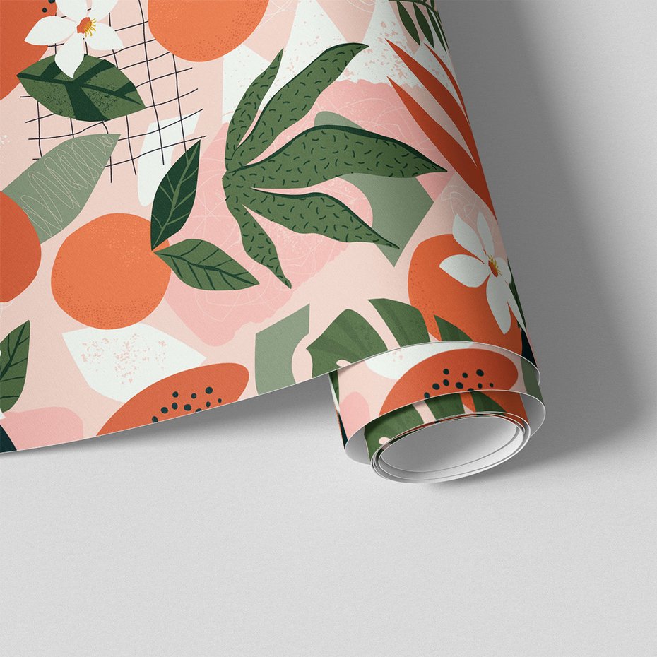 Tapeta - owoce, liście, abstrakcja