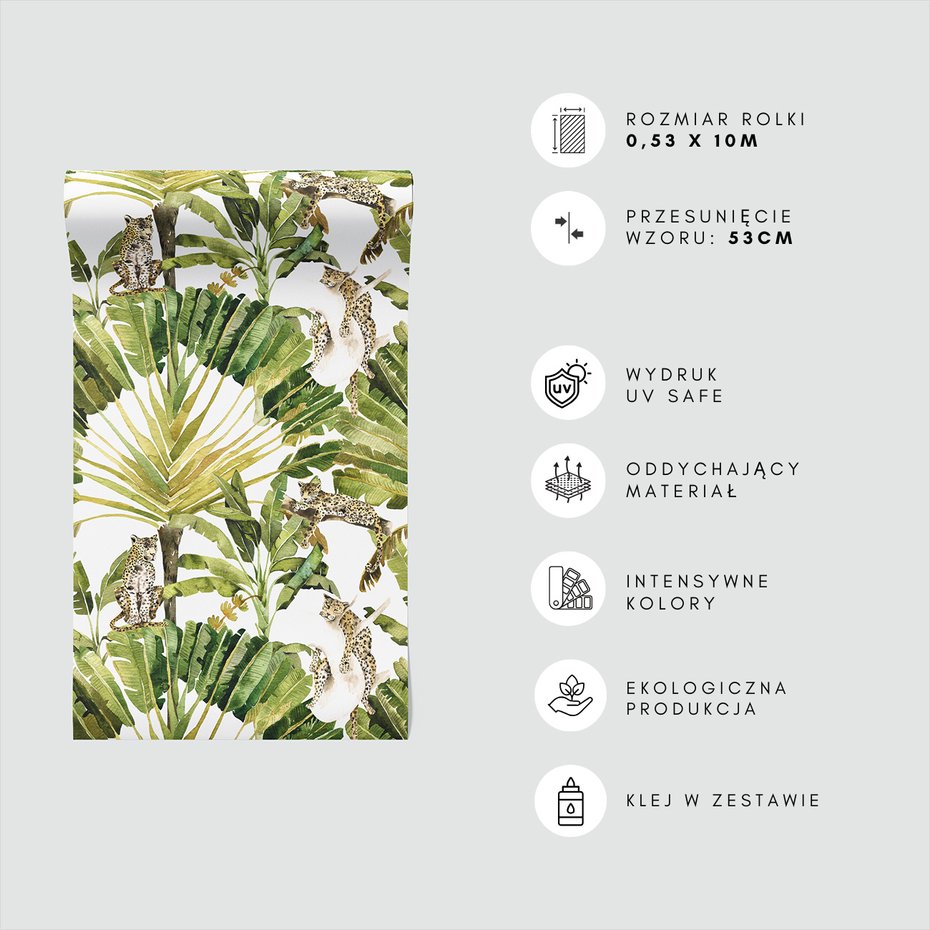 Tapeta - liście, leopard, dżungla