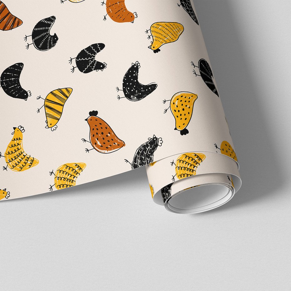 Tapeta - dziecięca, kura, ptak, ilustracja