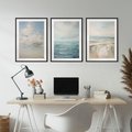 Zestaw obrazy w ramie, plakaty - morze, chmury, abstrakcja - rama czarna