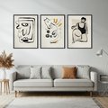 Zestaw obrazy w ramie, plakaty - abstrakcja, rysunek, minimalizm - rama czarna