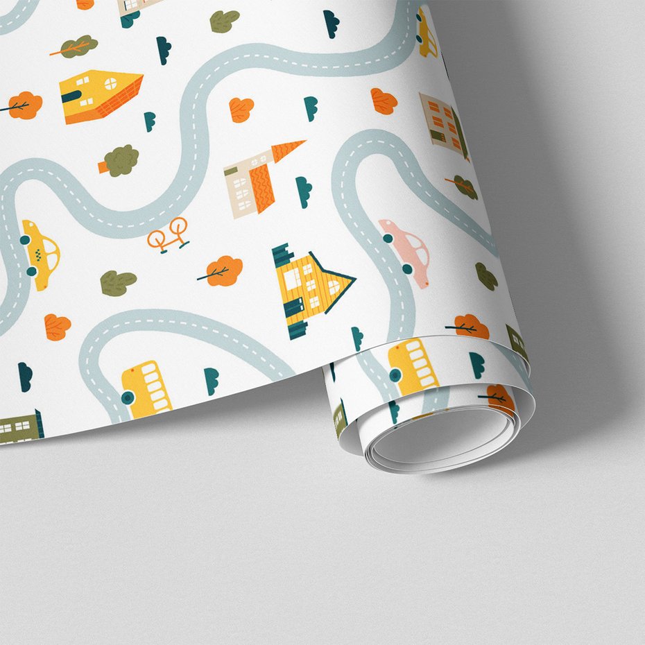 Tapeta - dziecięca, miasto, domy,