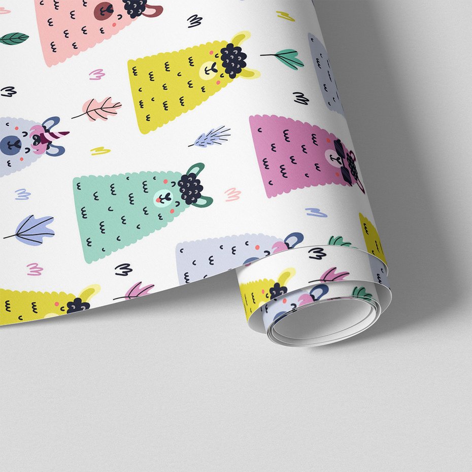 Tapeta - dziecięca, lama, jednorożec, wzór