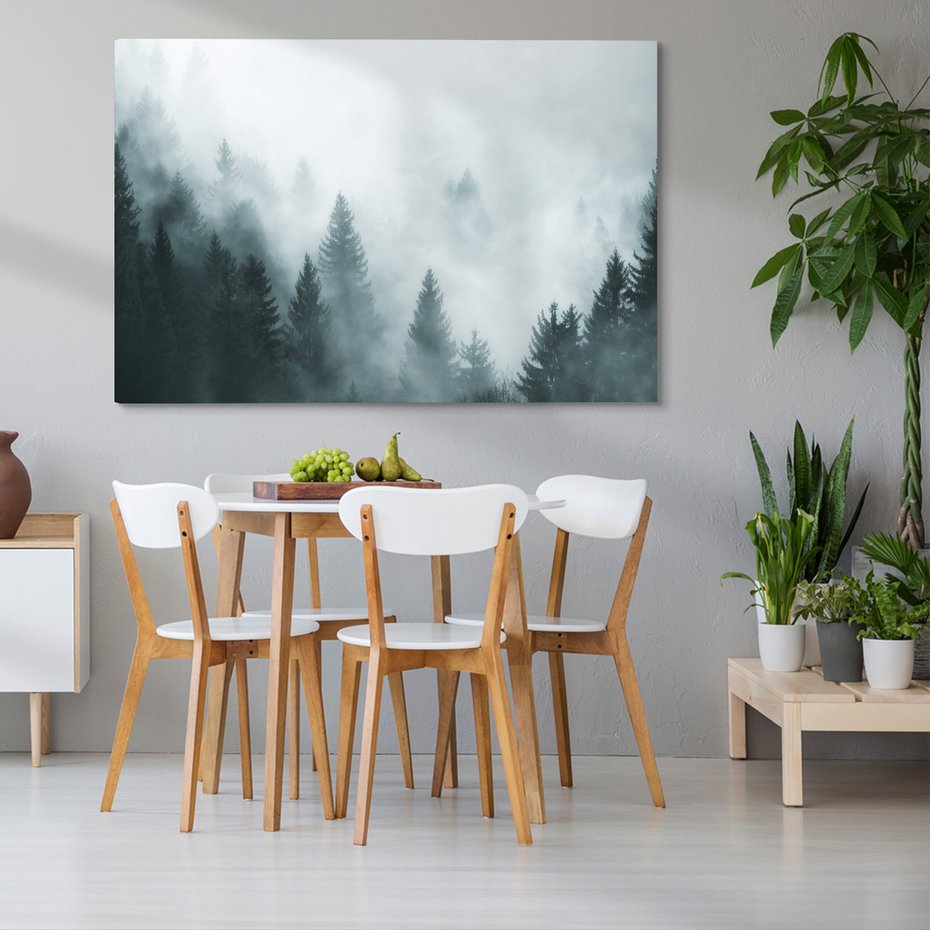 Obraz na płótnie - las, mgła, drzewa