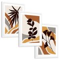 Zestaw obrazy w ramie, plakaty - liście, abstrakcja, rośliny - rama biała