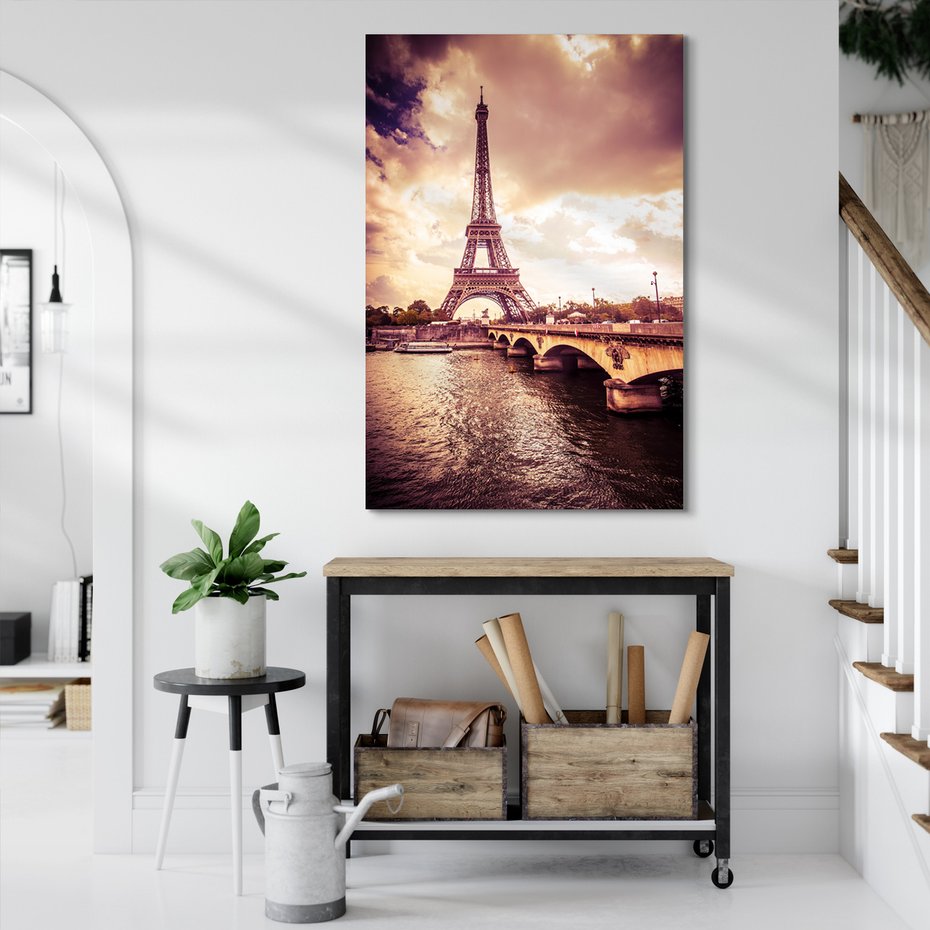 Obraz na płótnie - Paryż, Wieża Eiffla, most