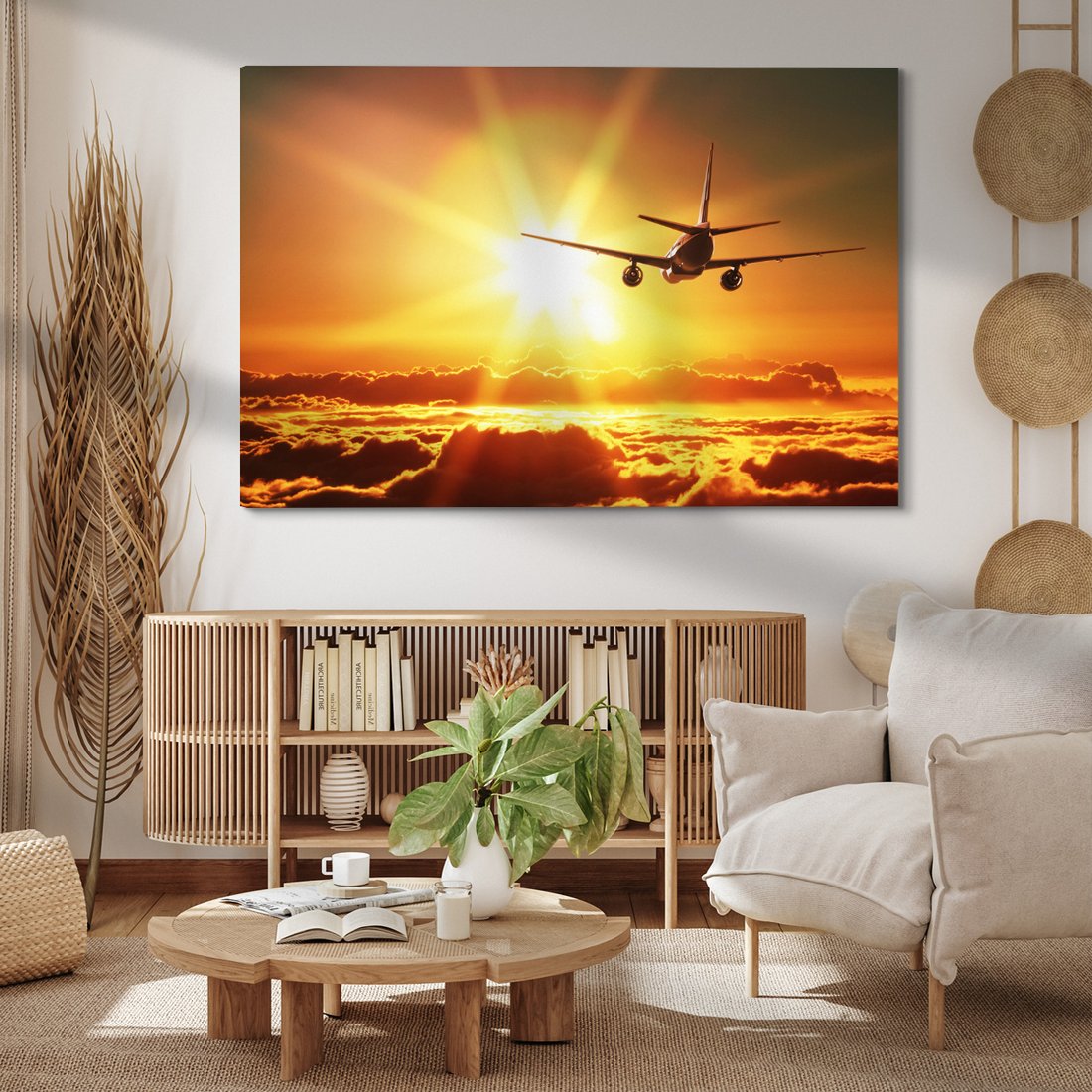 Obraz na płótnie - samolot, niebo, chmury