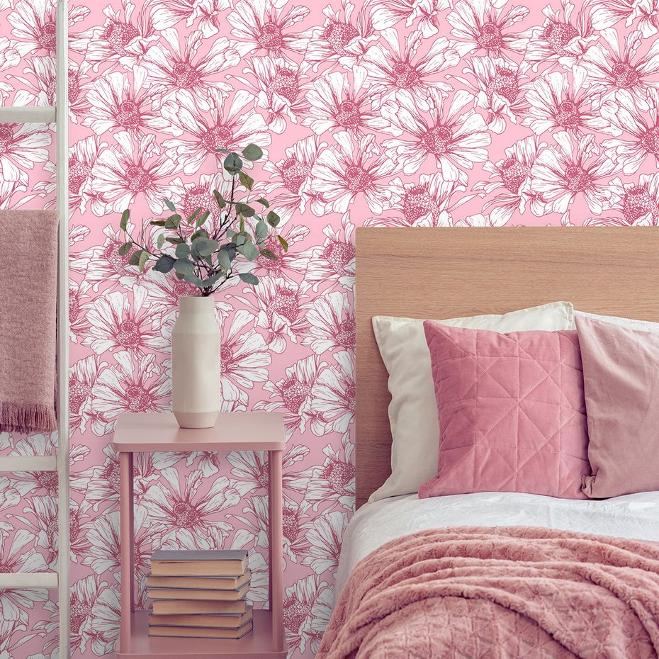 Tapeta - kwiaty, płatki, rysunek