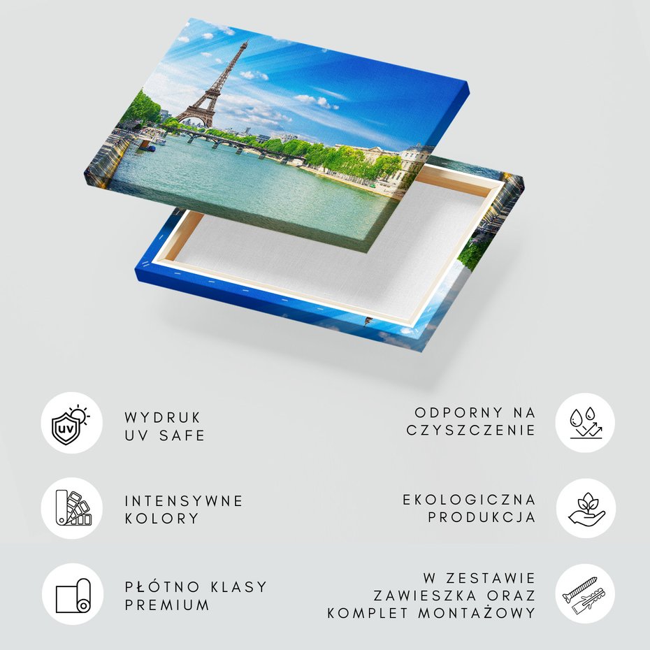 Obraz na płótnie - Paryż, wieża Eiffla, Sekwana