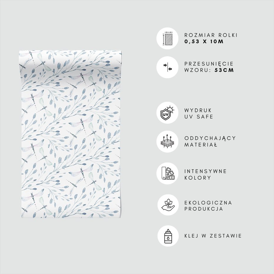 Tapeta - ważka, gałązka, liście