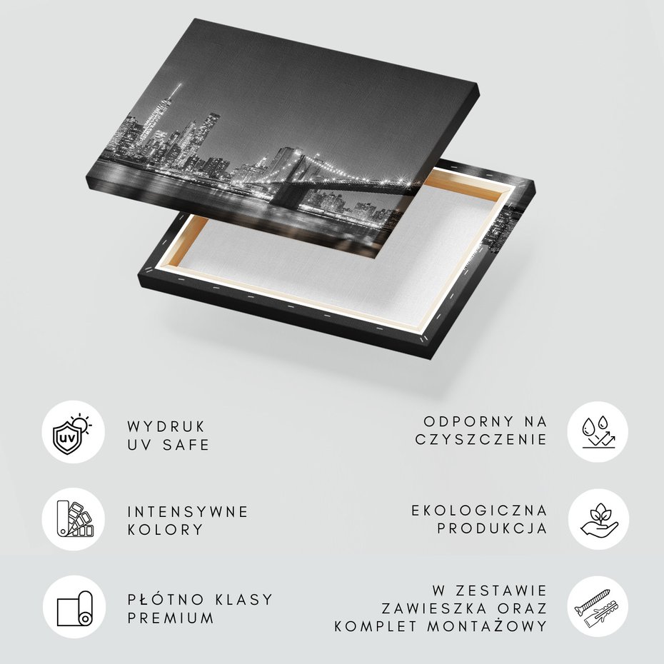 Obraz na płótnie - miasto, most, noc