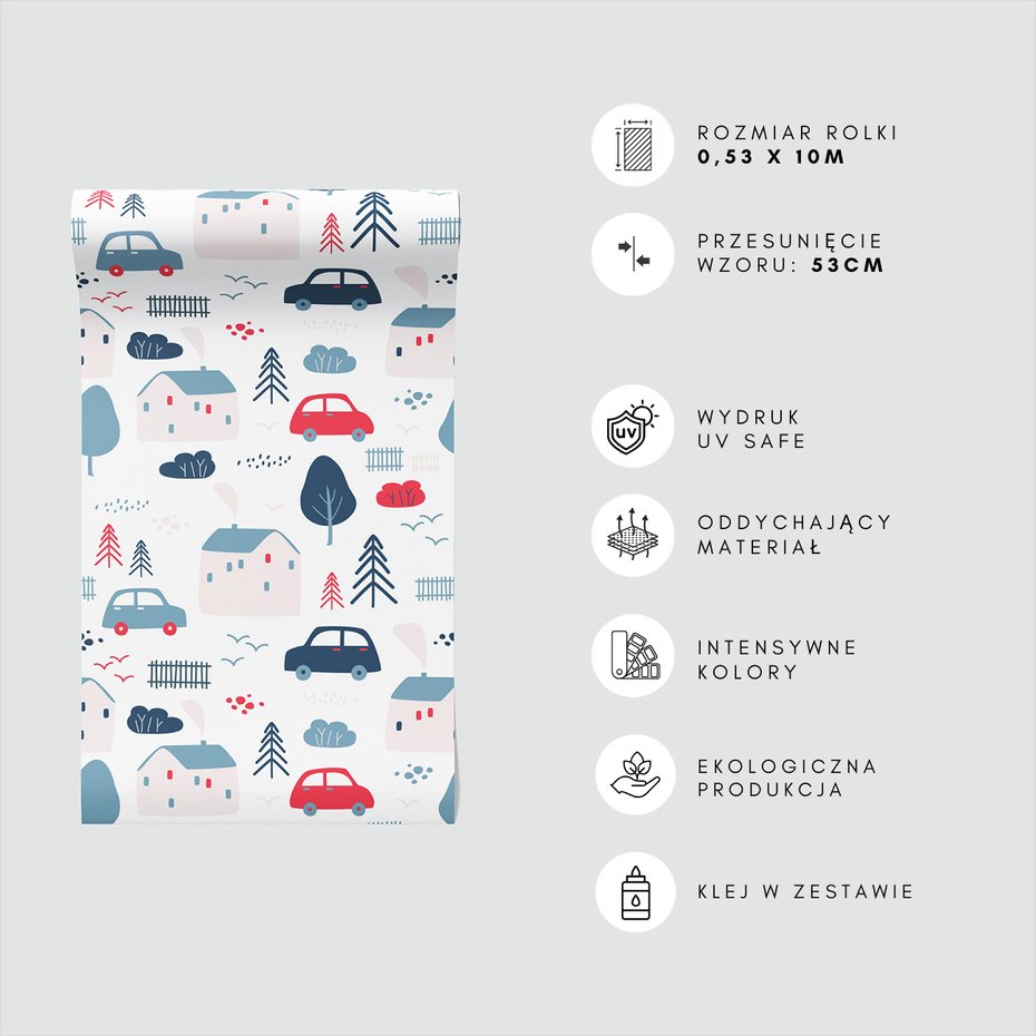 Tapeta - dziecięca, dom, samochód, drzewo